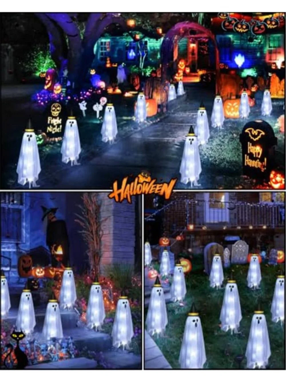 Halloween Decorations Solar Ghost Lights Outdoor, 6-Packs Solar Garden Spooky